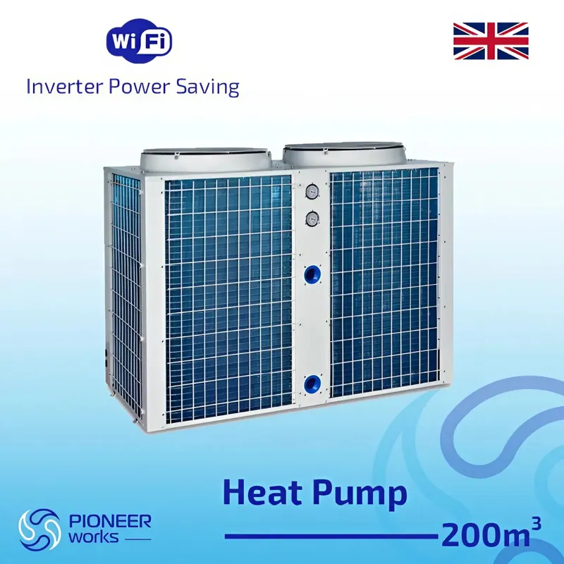 Heat pump for cooling and heating large swimming pools 105KW up to 1050m3