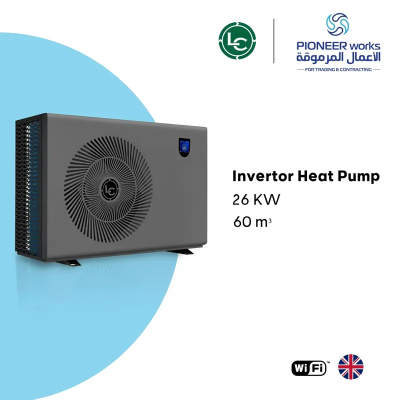 Heat pump for cooling and heating swimming pools and jacuzzi 26KW up to 60m3 Inverter + WiFi