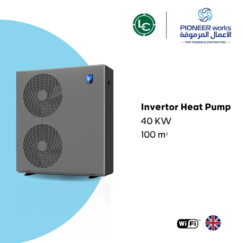 Heat pump for cooling and heating swimming pools and jacuzzi 40KW up to 100m3 Inverter + WiFi