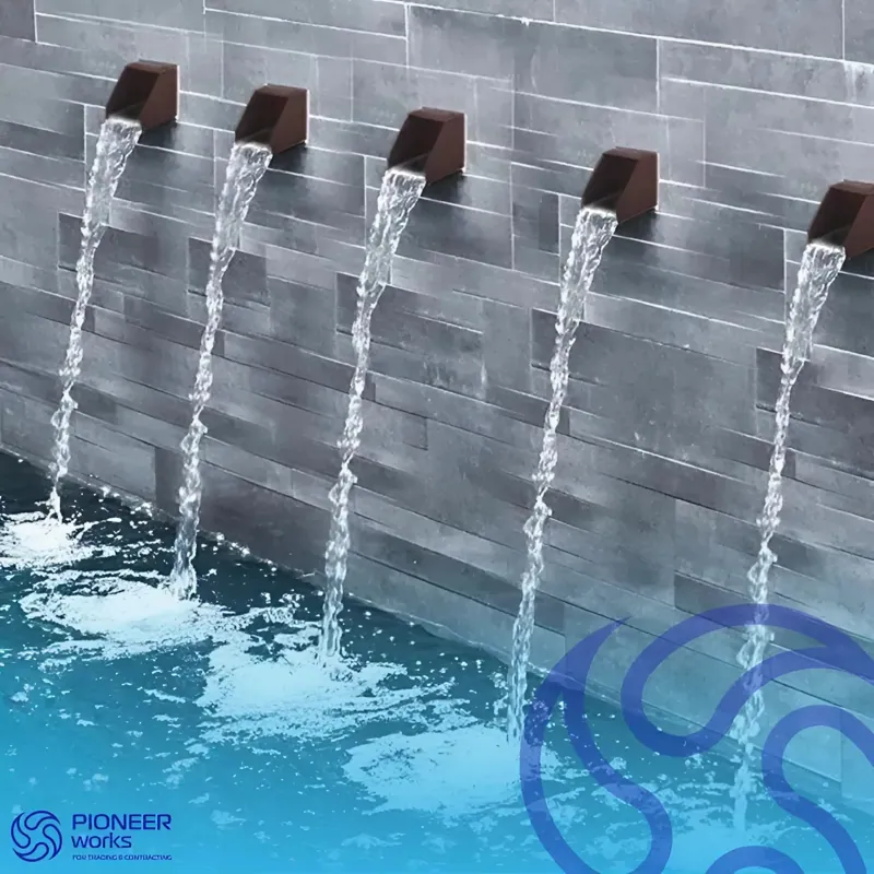 Waterfall in the form of a water line